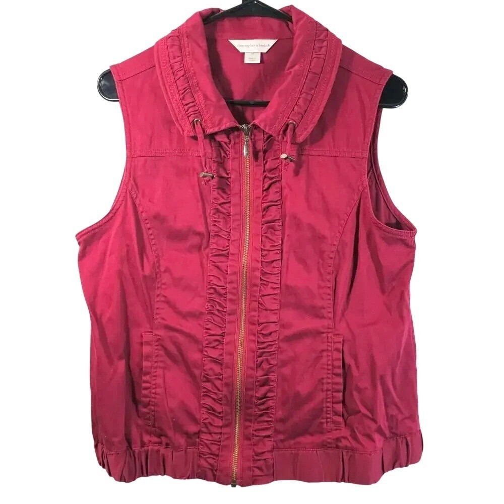 christopher & banks Burgundy Sleeveless Zipper‎ Vest, Medium